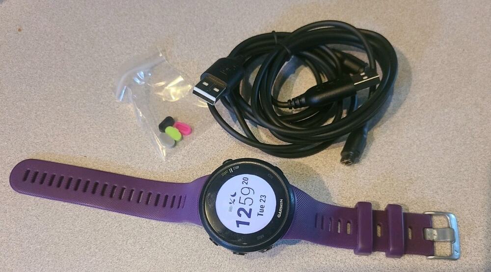 Garmin Forerunner 45 GPS Running Smart Watch w/Purple Band & 2 New Chargers